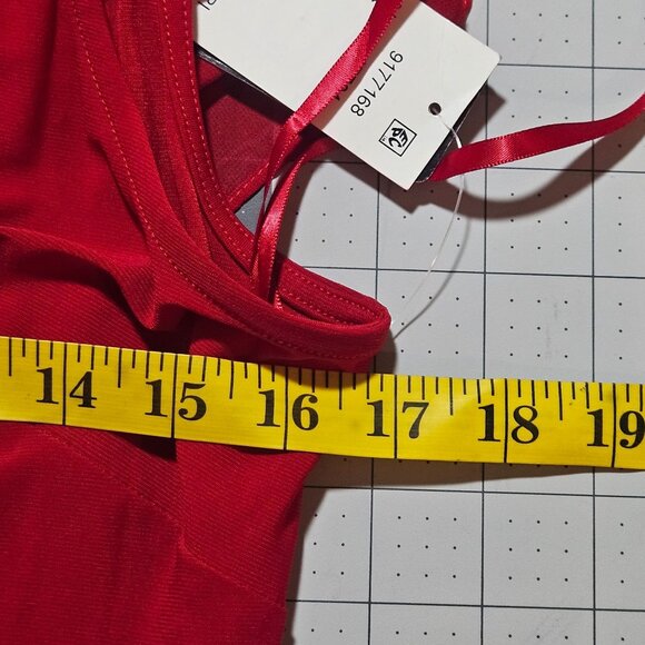 Valentines Elegant Red Layered Chiffon Dress With Rhinestone Embellishments & Co - Picture 16 of 16